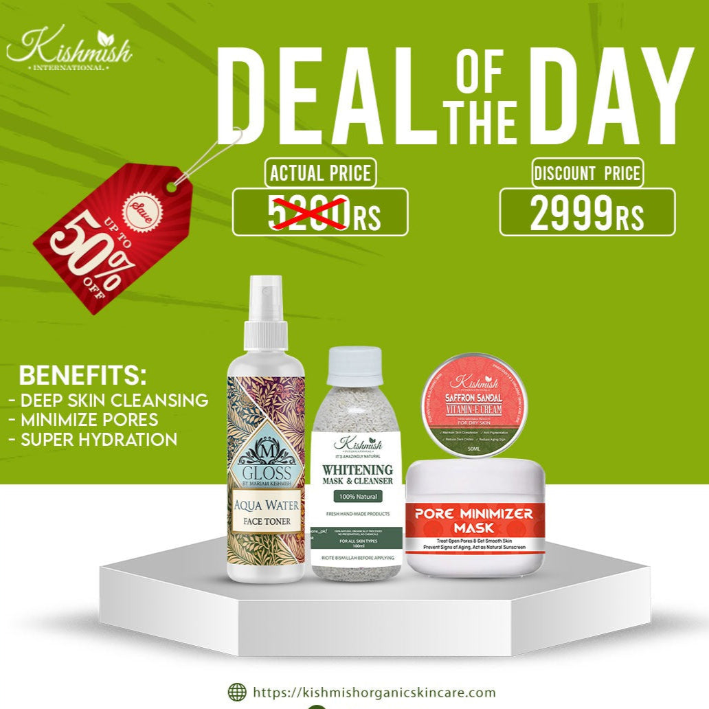 Aqua Toner + Whitening Cleanser + Pore Minimizer Mask + Saffron Cream