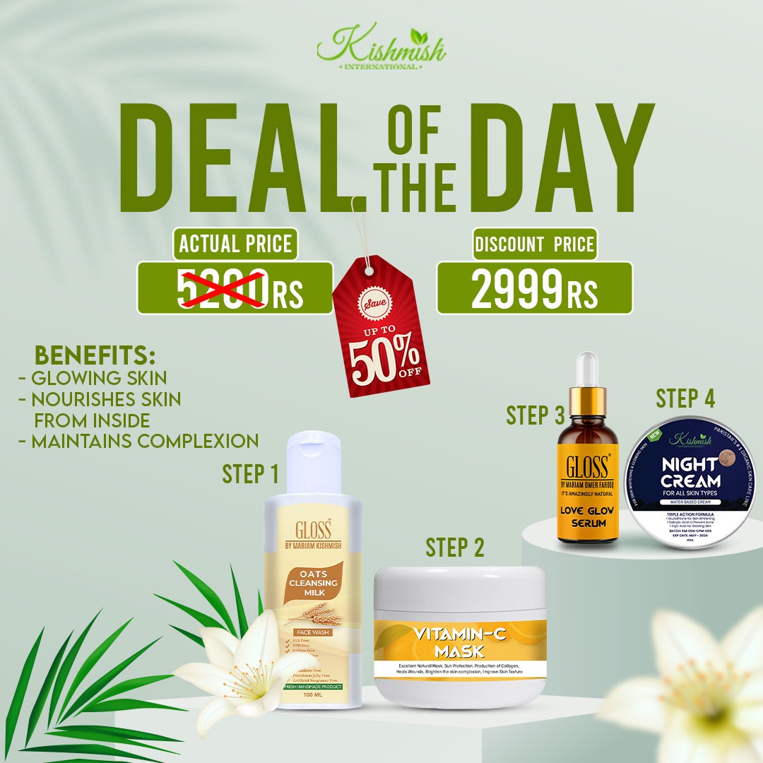 Oats Cleansing Milk Facewash + Vitamin C Mask + Love Glow Serum + Night Cream