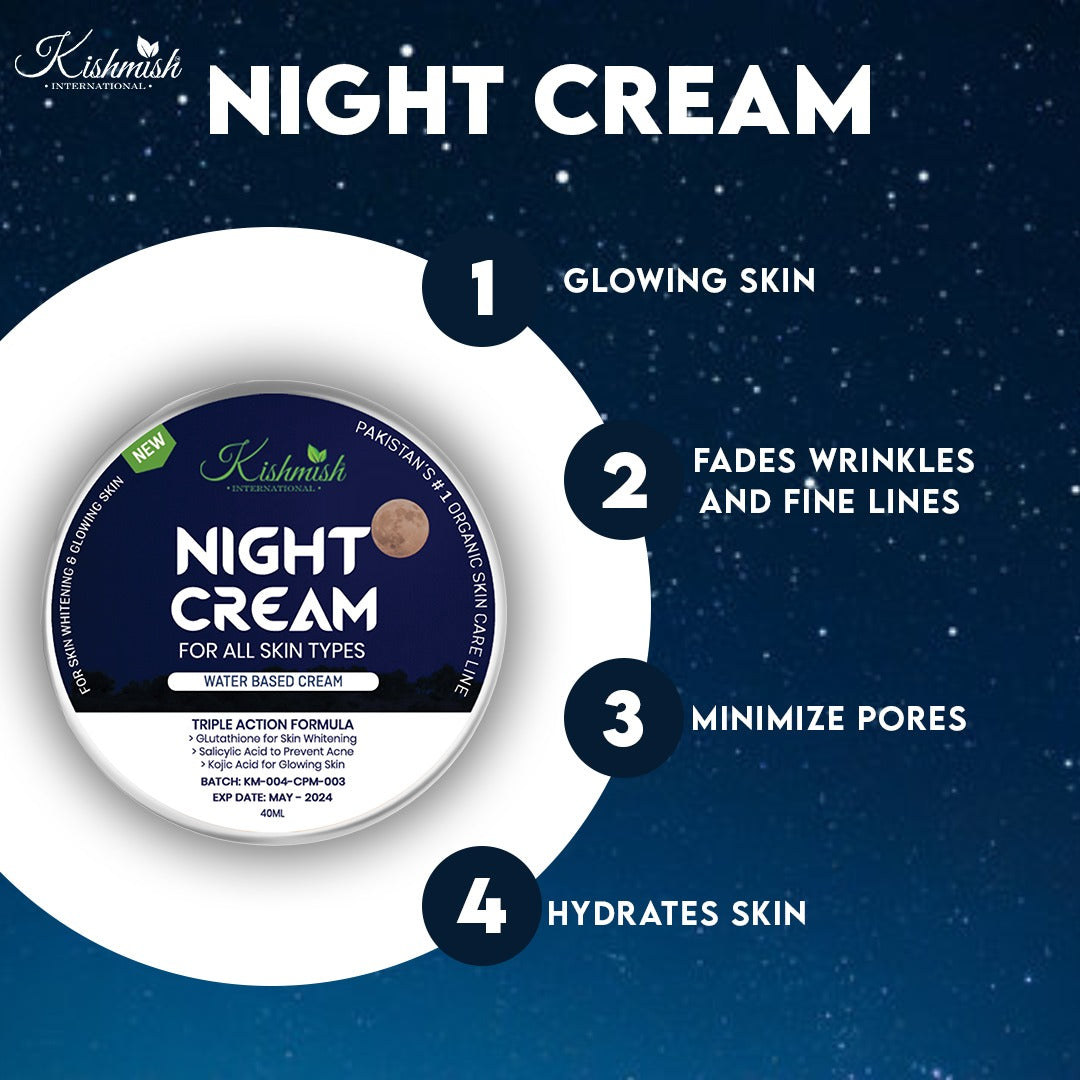 Kishmish Night Cream ~ Skin Whitening and Antiaging Cream