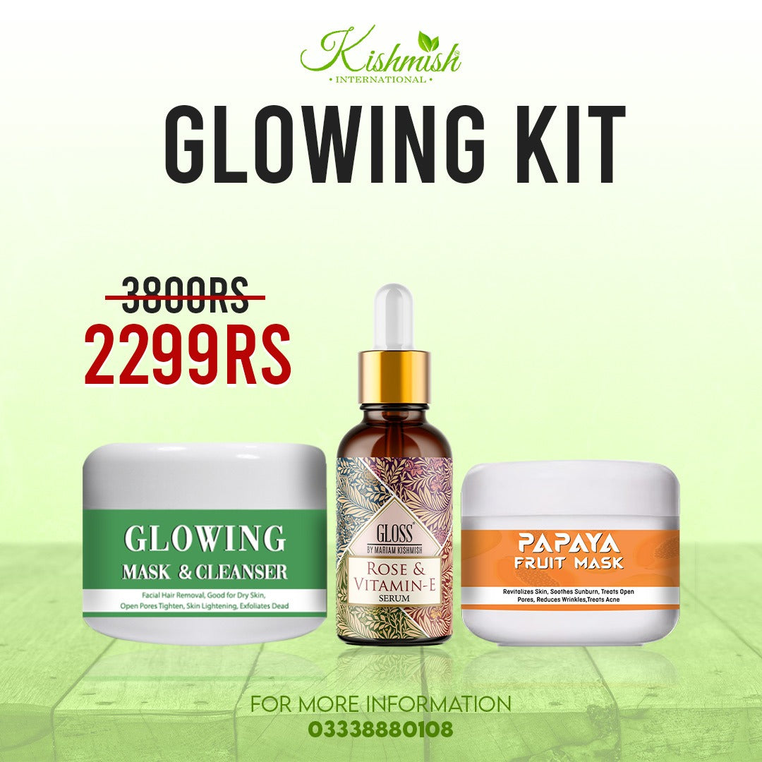 Papaya Mask + Rose and vitamin e Serum + Glowing cleanser