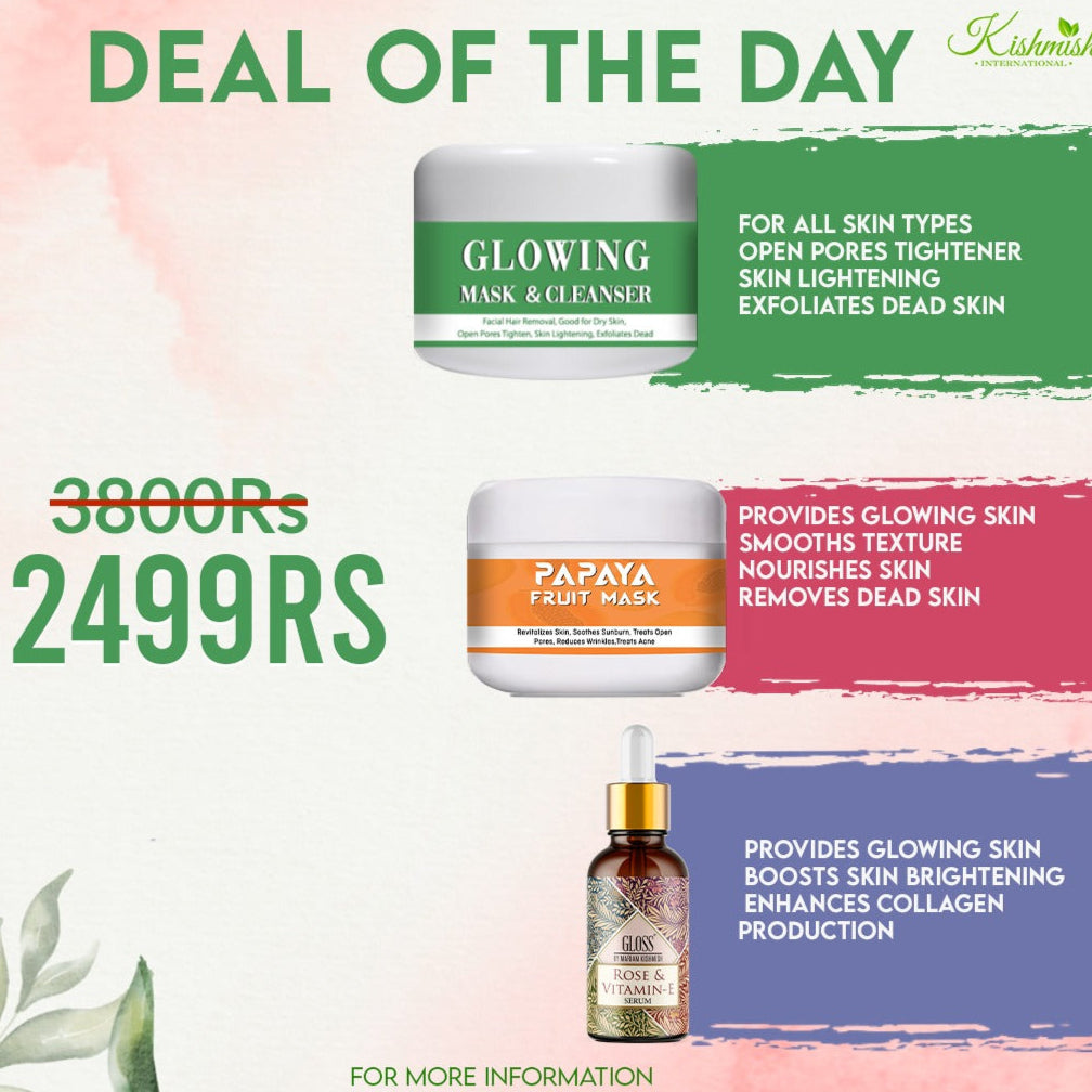 Papaya Fruit Mask + Rose & Vitamin-e-Serum + Glowing Mask & Cleanser