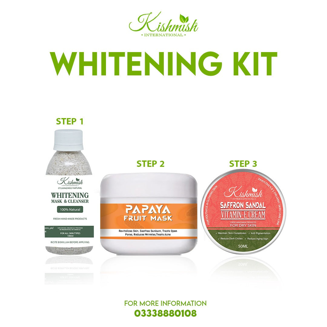 Papaya Fruit Mask + Saffron Sandal Cream + Whitening Face Cleanser