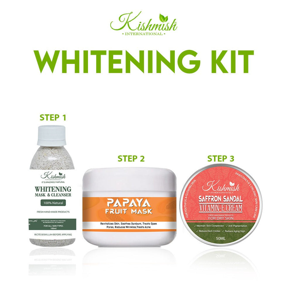 Papaya Fruit Mask + Saffron Sandal Cream + Whitening Face Cleanser