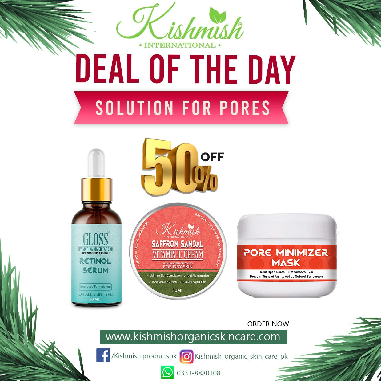 Retinol Serum + Saffron Sandal Cream + Pore Minimizer Mask