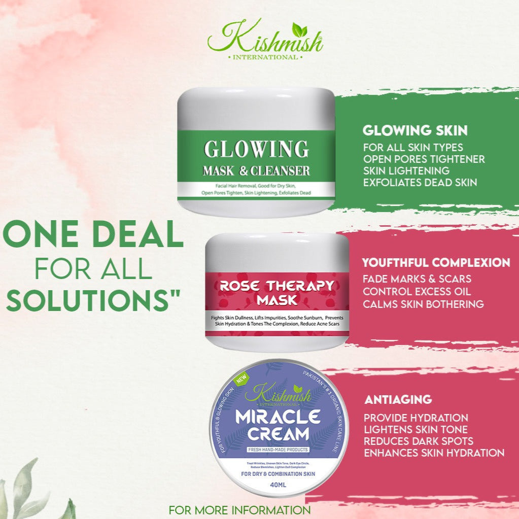 Rose Therapy Mask + Miracle Cream + Glowing Mask & Cleanser