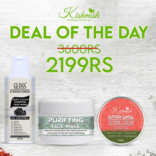 Saffron Sandal Cream + Deep Clean Charcoal Face Wash + Purifying Face Mask