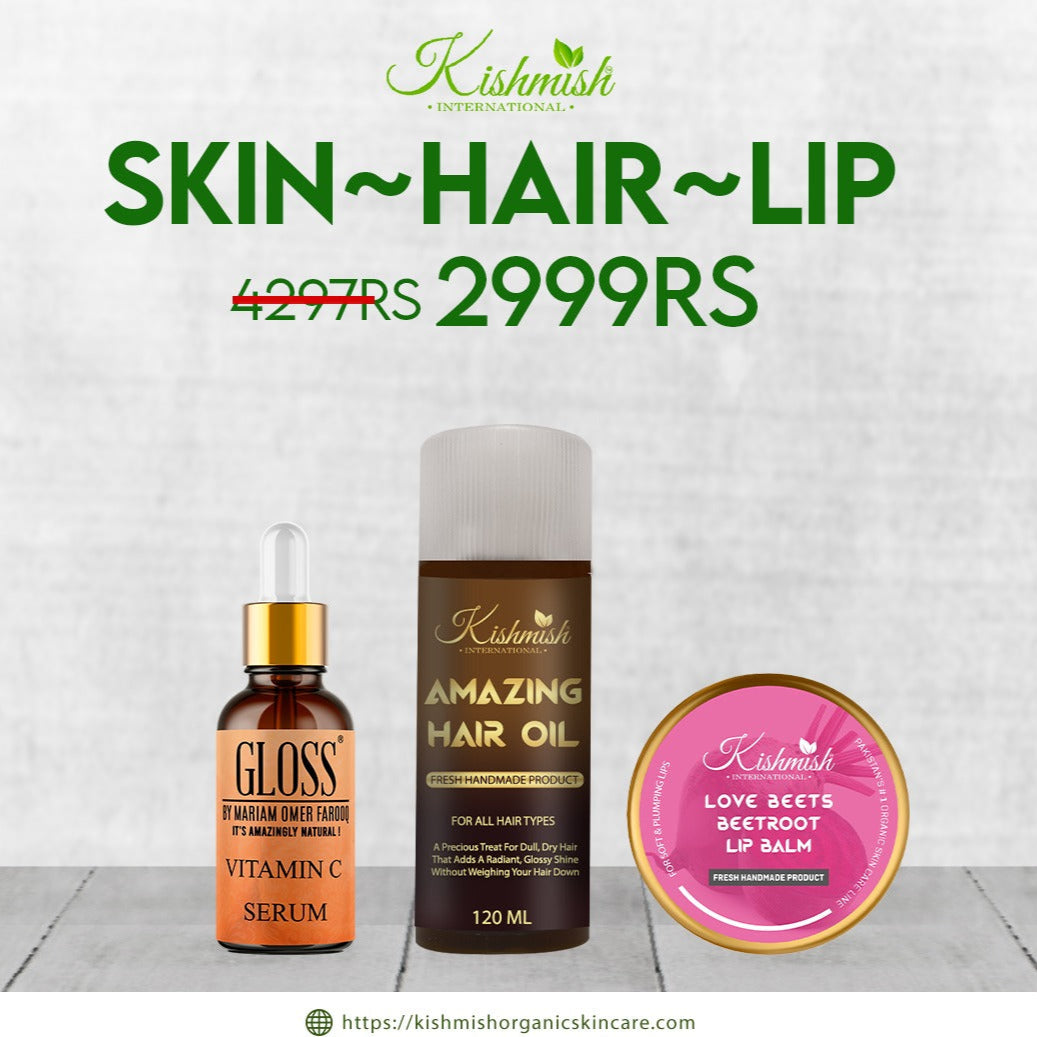 Amazing Hair Oil + Vitamin C Serum + Beetroot Lip Balm