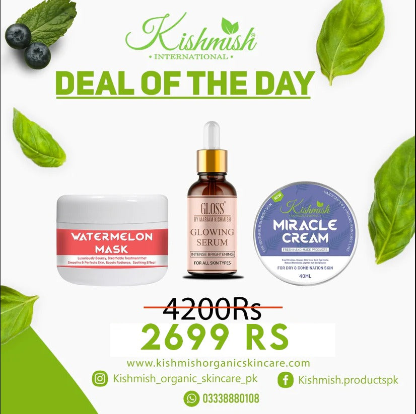 Watermelon Mask + Glowing serum + Miracle Cream