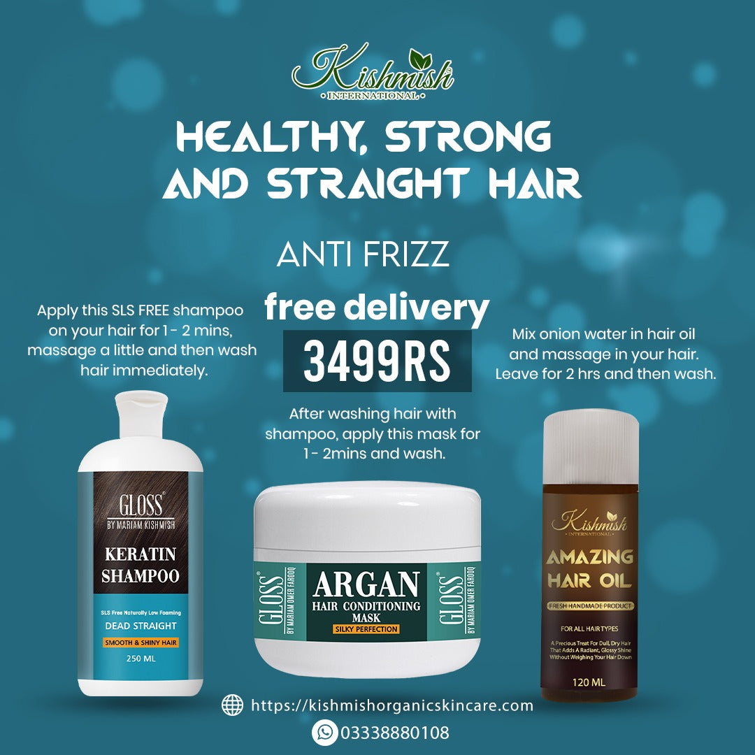 Keratin Shampoo + Argan Hair Conditioning Mask + Amazing Hair Oil