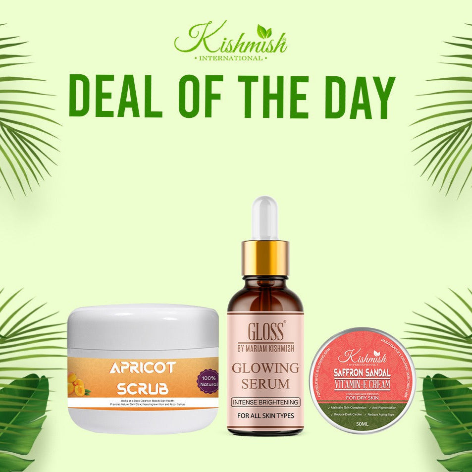Saffron Sandal Cream + Glowing Serum + Apricot Scrub