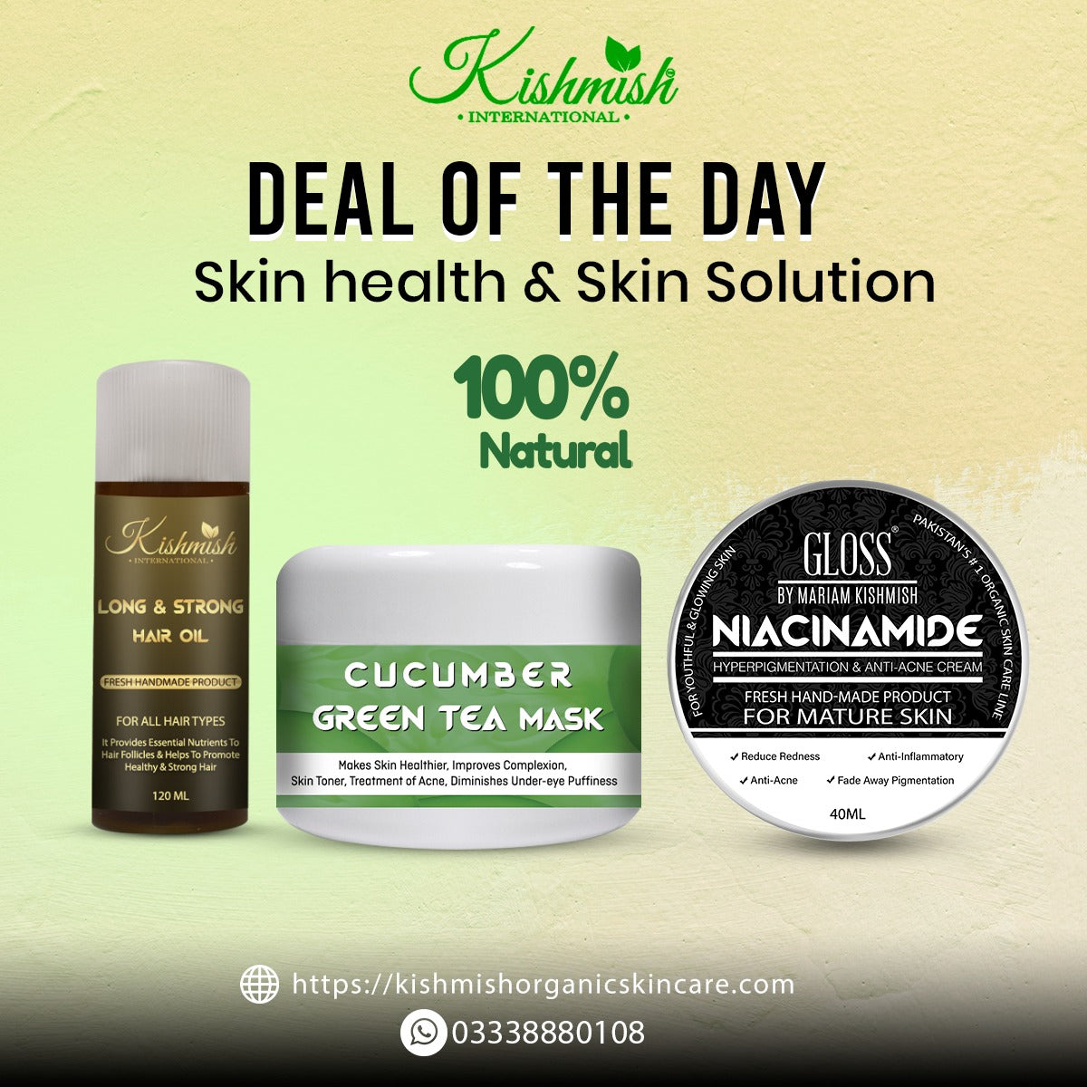 Long & Strong Hair Oil + Cucumber Green Tea Mask + Niacinamide Cream
