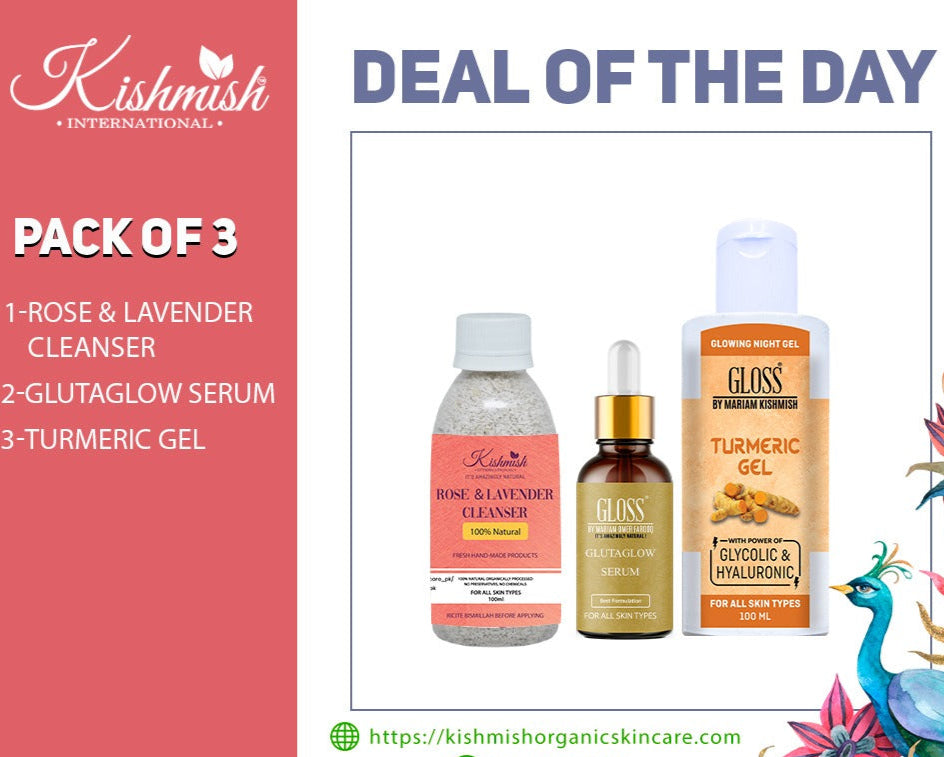Rose & Lavender Cleanser + Glutaglow Serum + Turmeric Gel