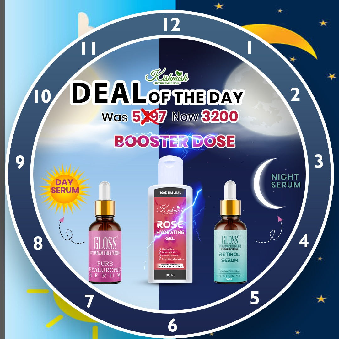 Retinol Serum (Fades wrinkles) + Hyaluronic Serum (Instant Glow) + Rose Hydrating Gel (for Skin Glow and Hydration)