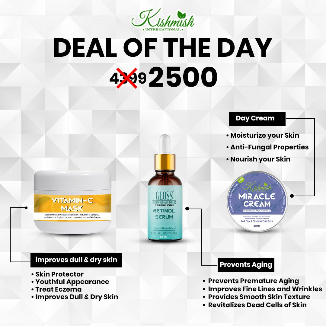 Vitamin C Mask + Retinol Serum + Miracle Cream ~ Antiaging & Instant Glow