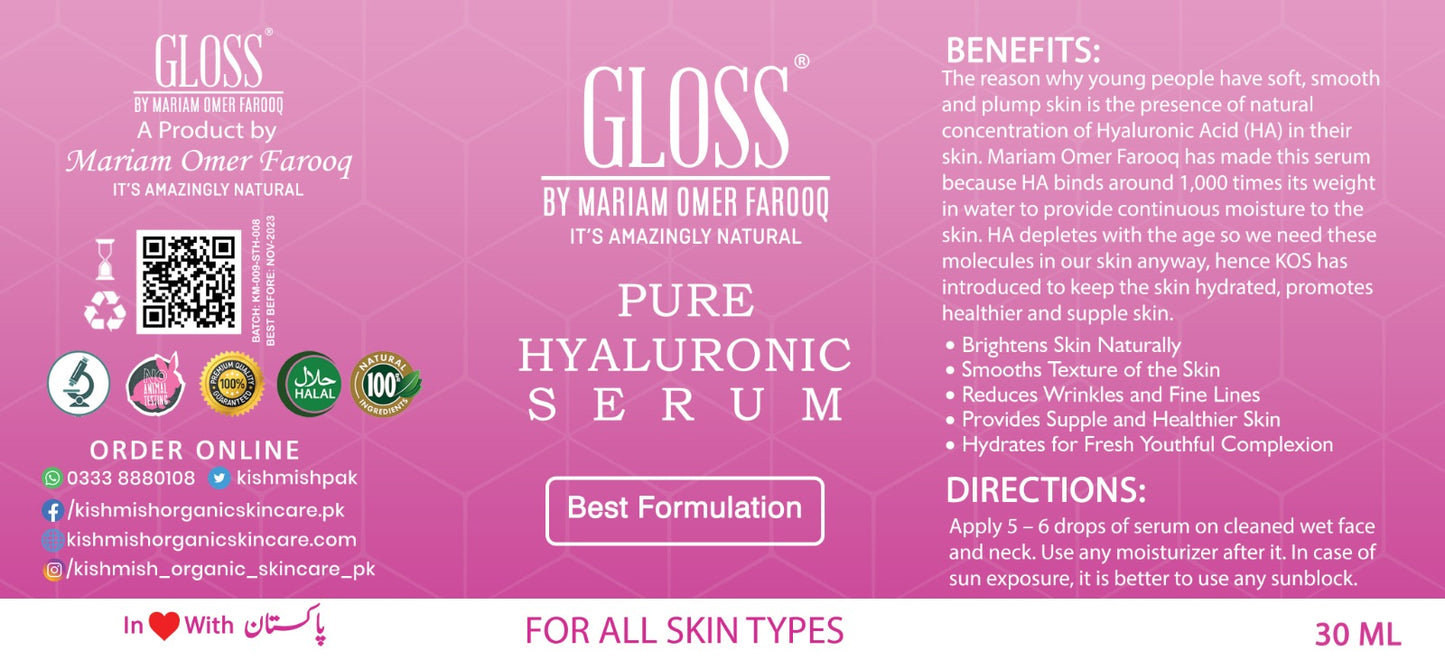 Pure Hyaluronic Serum - Tightens Skin, Antiaging, Removes Pigmentation
