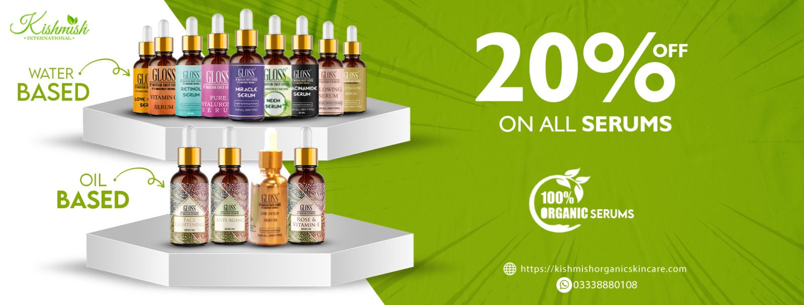20% OFF on ALL Serums, Cleanser and Masks