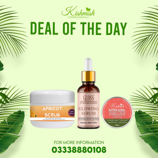 Saffron Sandal Cream + Glowing Serum + Apricot Scrub