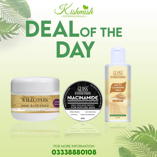 Wild Oats Cleanser + Niacinamide Cream + Oats Cleansing Milk Face Wash